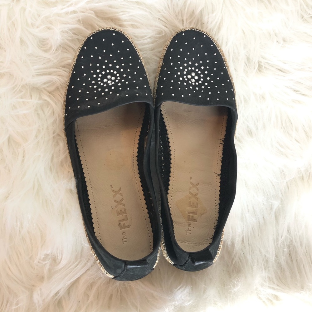 THE FLEXX comfy black espadrilles diamond flats